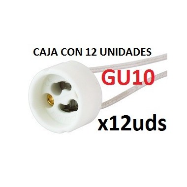 CAJA 12 unidades Casquillos Cerámicos  GU10 + Regleta Conexión 