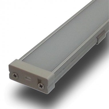 Perfil en "U" Aluminio Plano Anchura 27 mm  para Tiras de Led. Longitud 1 m. Translúcido