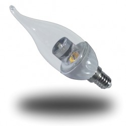 Bombilla LED Vela Llama 4W Luz Calida 320 Lumenes casquillo fino E14 Led Epistar Cristal Transparente