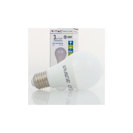 Bombilla LED V-TAC 9w E27 806Lm 3 Intensidades Regulable Luz Natural 4500ºK Esférica A60 200º Apertura Luz