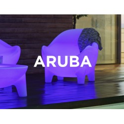 Sillon Luminoso ARUBA RGB mobiliario led con batería y carga solar para uso exterior e interior. Resistencia a UV.
